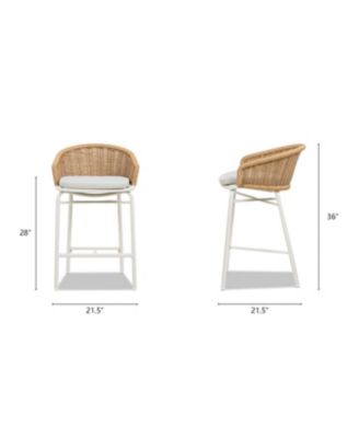 Santorini 28" Wicker Back Outdoor Bar Stool with Cushion, Patio Bar Chair Set of 2