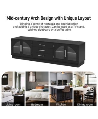 Symmetrical TV Stand for TVs Up to 75 Media Console with 3 Drawers and Adjustable Shelves for Living Room