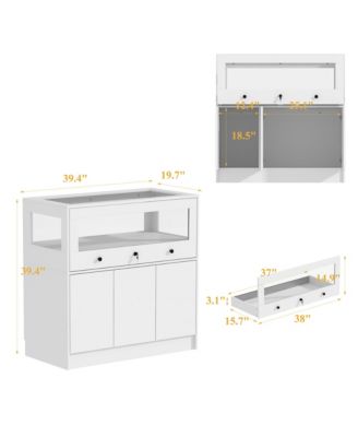  Storage/Display Cabinet with Glass Top , Bedroom Dresser Armoire Island
