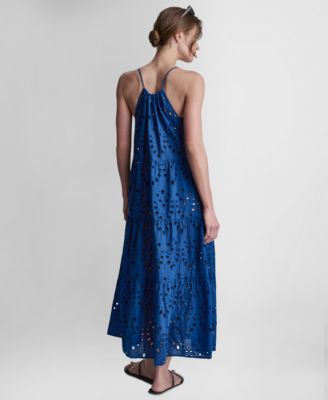 Women's Tiered Eyelet Maxi Dress Swim Cover-Up