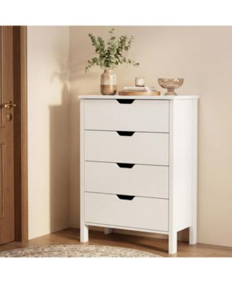 4-Drawer Nightstand Dresser Solid Wood with Anti-Tip Device