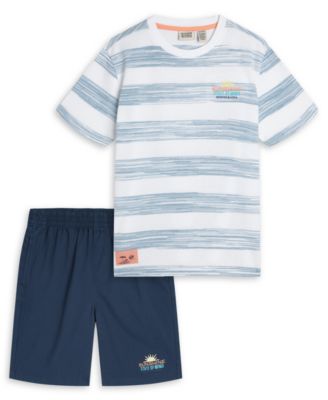 Boys' 4-7 Striped Short-Sleeve T-Shirt and Shorts, 2-Piece Set