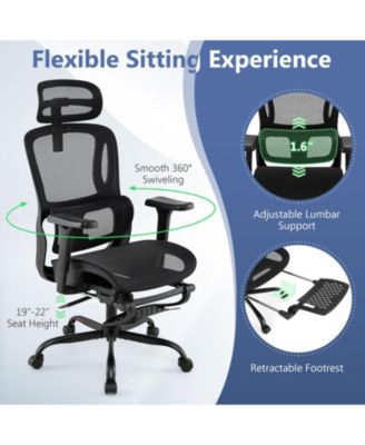 Ergonomic Swivel Office Chair with Adjustable Headrest and Footrest