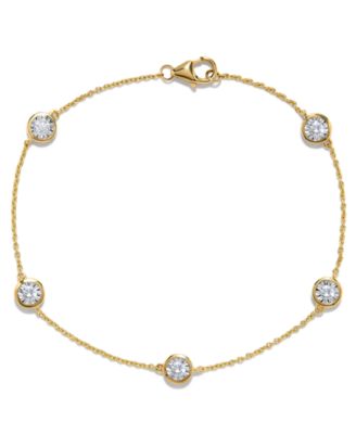 Diamond Bezel-Set Cable Link Chain Bracelet (1/2 ct. t.w.) in 14k Gold