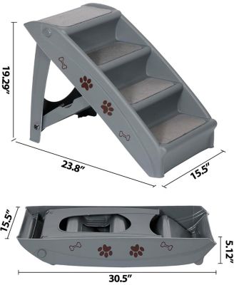 Folding Dog Stairs, Portable Indoor/Outdoor Pet Steps for Bed, Couch and Car, Pet Staris for Small Pet Dog/Cat