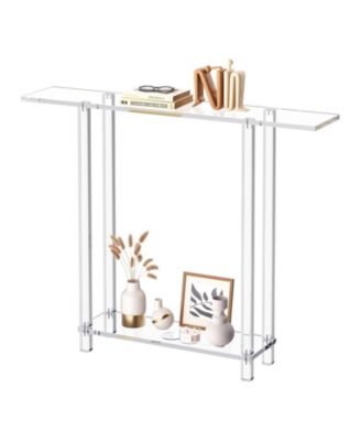Acrylic Console Table, 2-Tiers Narrow Side Desk with Storage for Living Room