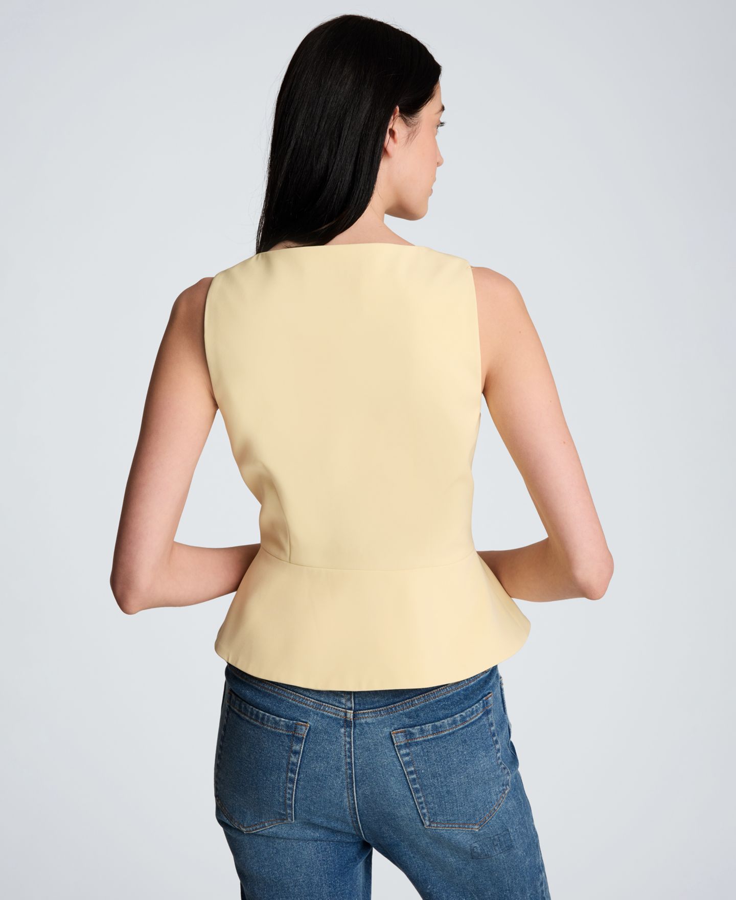 Женский жилет Kenneth Cole Sleeveless Curved Peplum, цвет: Пастельный жёлтый — фото 5