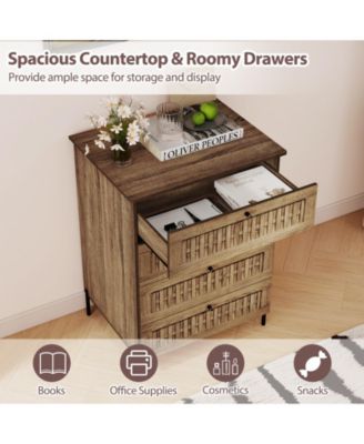 Oak 4-Drawer Storage Dresser with Metal Legs for Bedroom Organization
