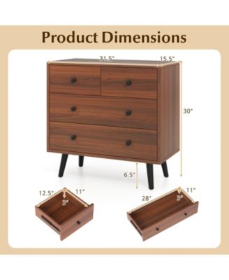 4 Drawer Wooden Dresser Wide Storage Cabinet for Bedroom