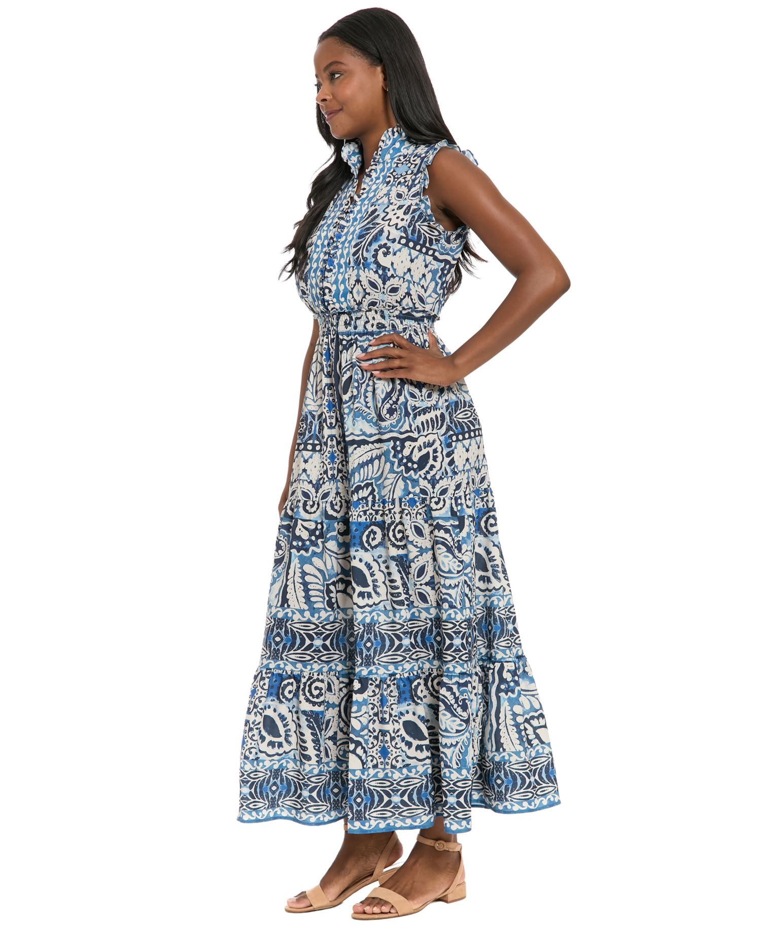 Women's Collared Tiered Maxi Dress