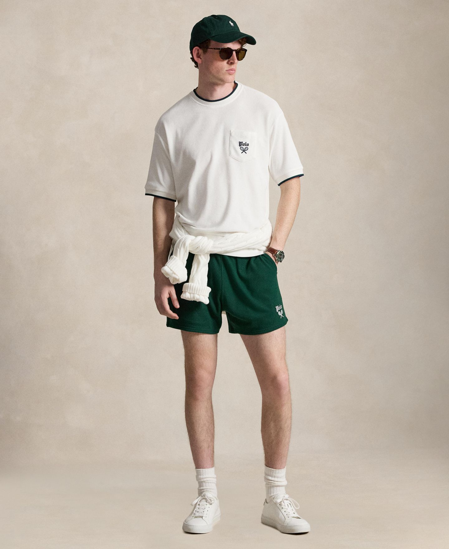 Мужская футболка Polo Ralph Lauren Relaxed Terry Short-Sleeve, цвет: Белый — фото 2