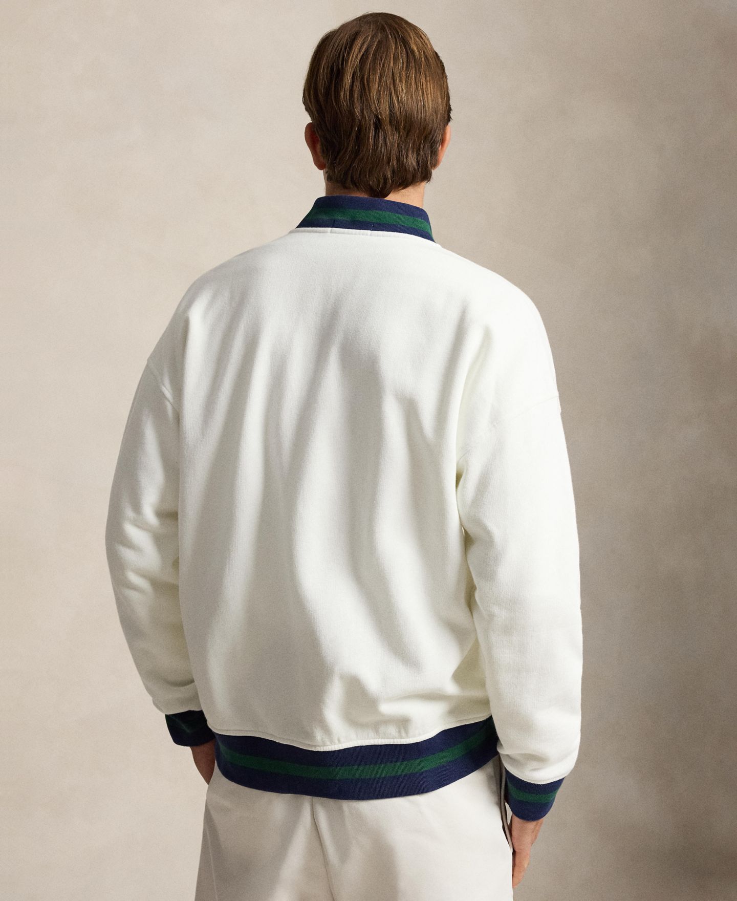Мужская куртка Polo Ralph Lauren Relaxed Fit Fleece Baseball, цвет: Белый — фото 5