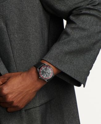 Men's Bold Verso S Swiss Quartz Black Leather Watch, 42mm