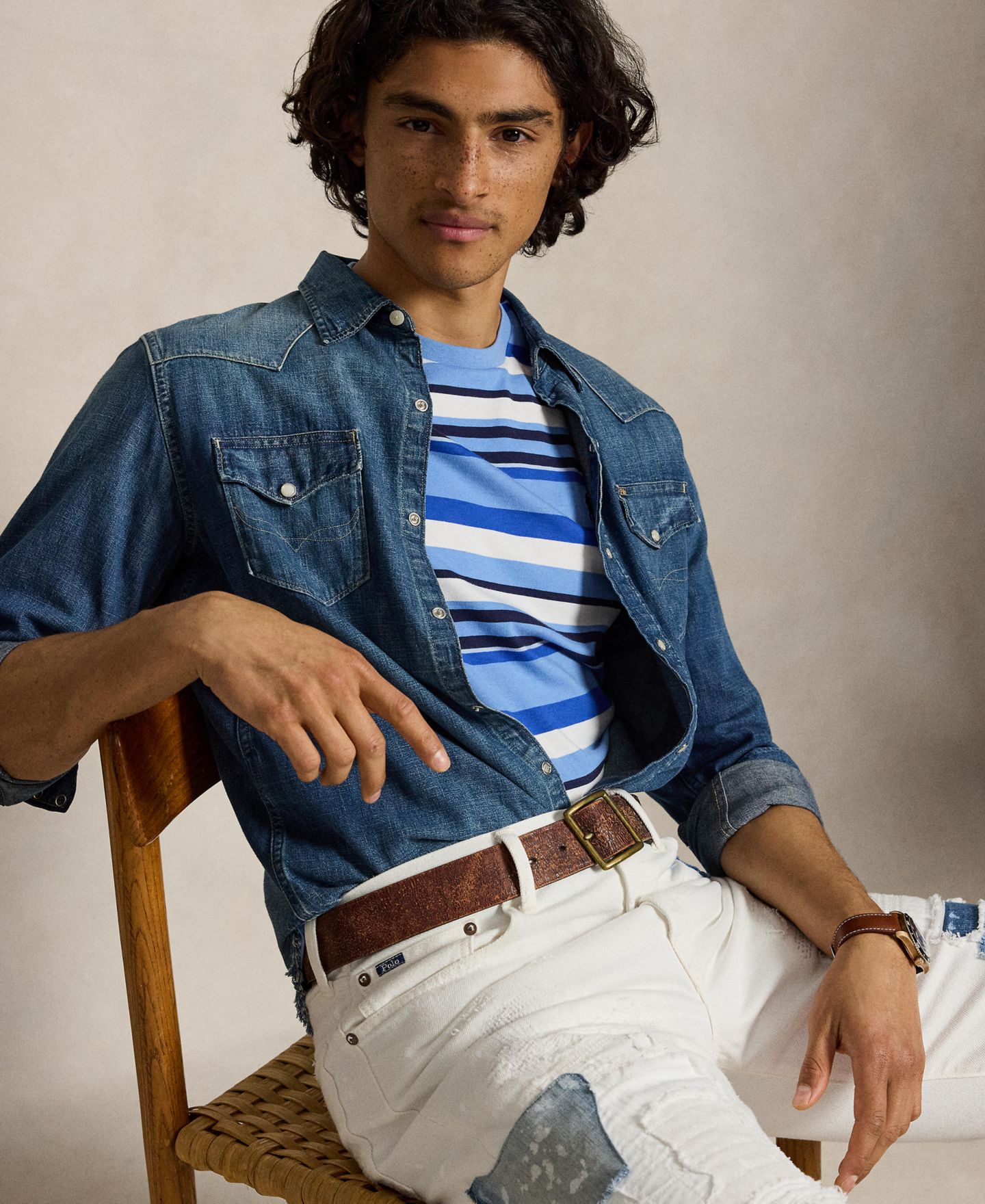Мужская футболка Polo Ralph Lauren Classic-Fit Striped Jersey, цвет: Синий разноцветный — фото 3