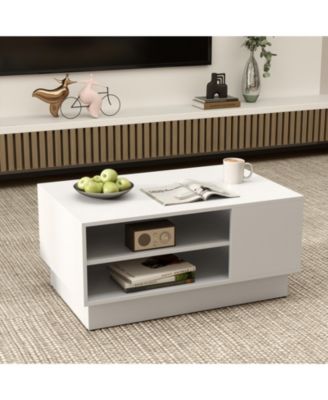 2 Tier Coffee Table with Open Storage Shelves