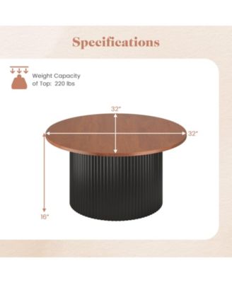  Round Coffee Table Solid Wood Frame Wooden Top