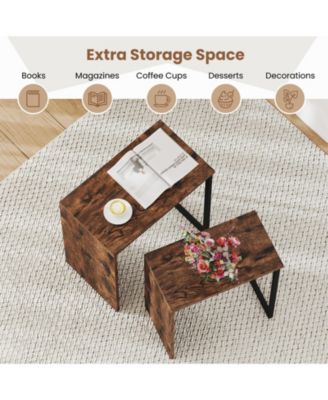 Nesting Coffee Tables Set of 2 Stackable