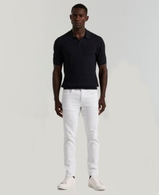 Men's Checker Texture Open Polo Sweater