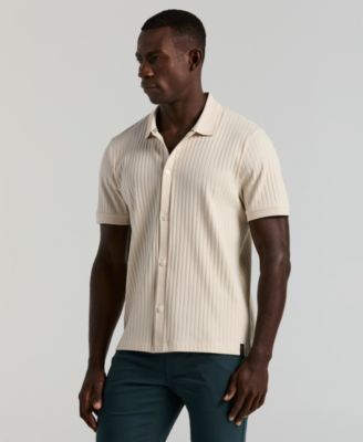 Men's Vertical Rib Button Front Shirt