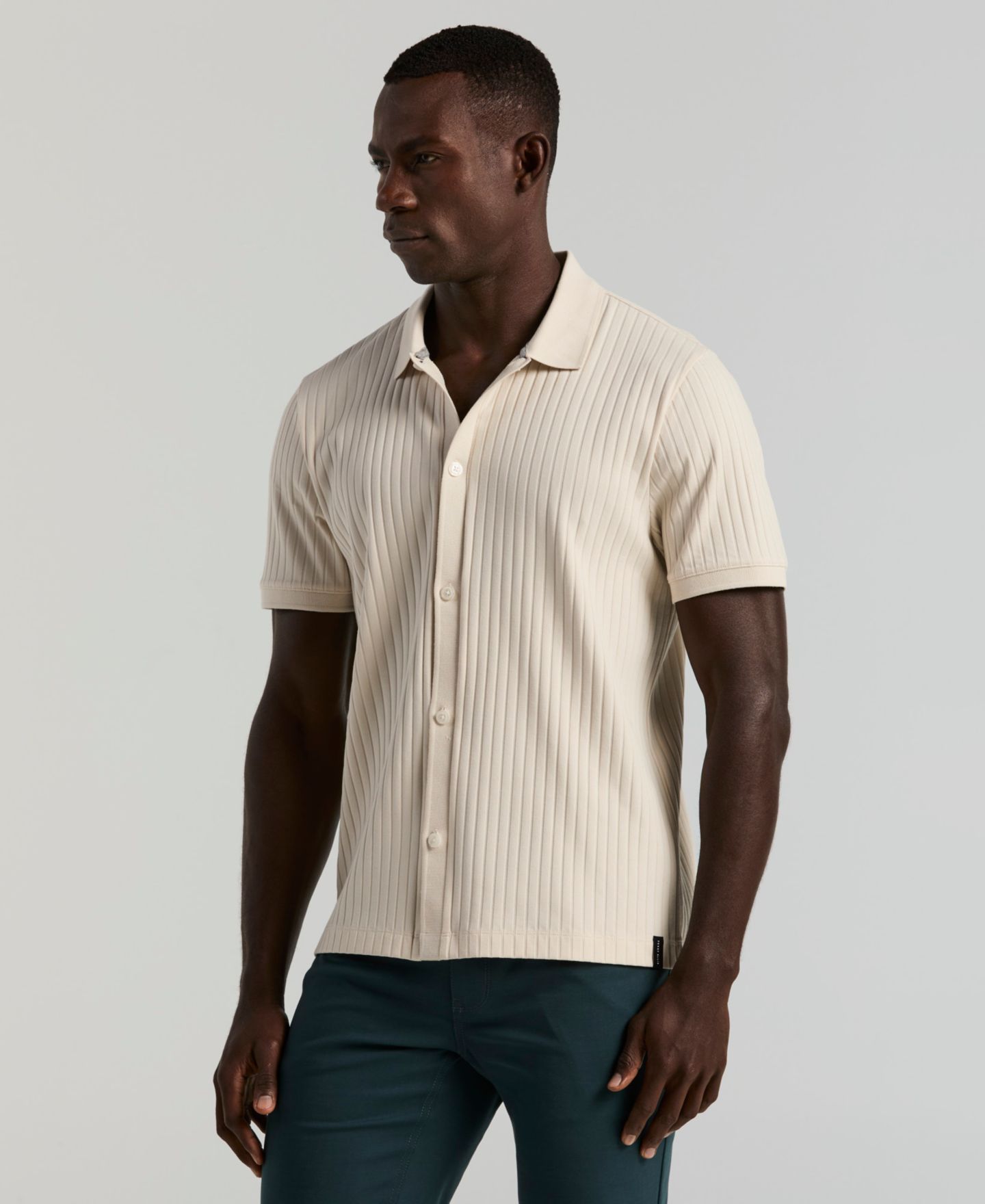 Мужская рубашка Perry Ellis Vertical Rib Button-Front, цвет: Берёзовый — фото 1