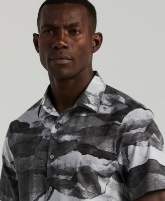 Men's Cotton Abstract Wave Print Shirt
