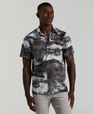 Men's Cotton Abstract Wave Print Shirt
