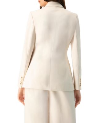 Women's Single-Breasted Blazer with Golden Button