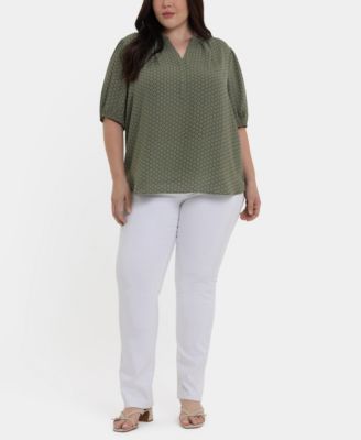 Plus Size Short-Puff-Sleeved Popover Top