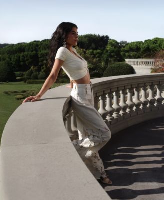 Women's Guipure Lace Wide Leg Jeans