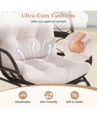 Patio Wicker Egg Chair with Rattan Frame and Seat Cushions