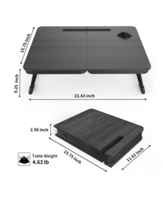 17" Foldable Laptop Bed Desk Tray Table Cup Holder