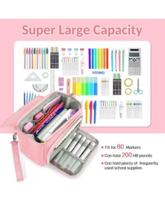 Super Large Pencil Case 3 Compartments Cute Pouch Zipper Portable Stationery Pen School Supplies Teen Girl