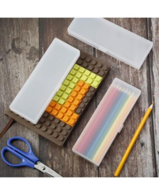 4 pieces Plastic Pencil Case Hinged Lid Snap Closure Stationery Storage Office
