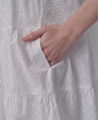 Women's  Sleeveless Eyelet V-Neck Tiered Pull-On Dress