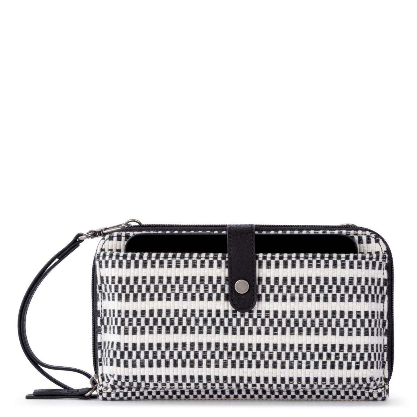 Женский кошелёк Sakroots Smartphone Crossbody Purse - Cellphone Bag and Wallet For Everyday - Convertible Wristlet With Zipper, цвет: Чёрный / Белый — фото 1