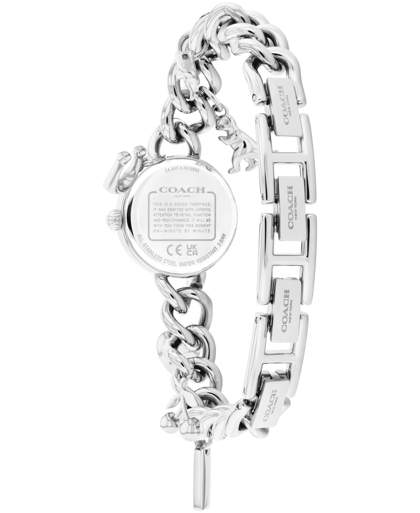 Женские часы COACH Iris Silver-Tone Stainless Steel Charm Bracelet Watch 22.5mm — фото 3