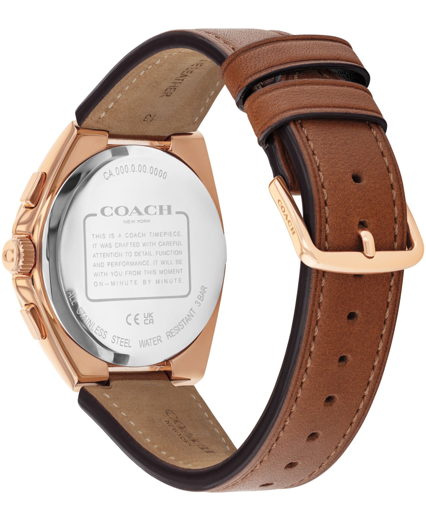 Мужские часы Coach Jackson Saddle Leather Strap Watch 41.5mm — фото 3