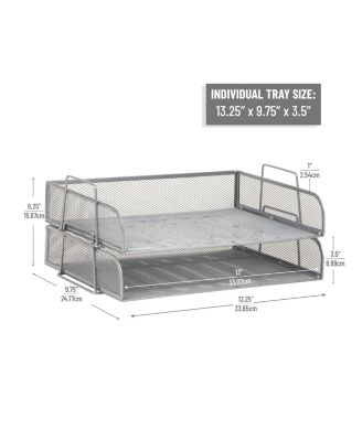 Stackable Paper Tray Desktop Organizer Metal Mesh File Storage
