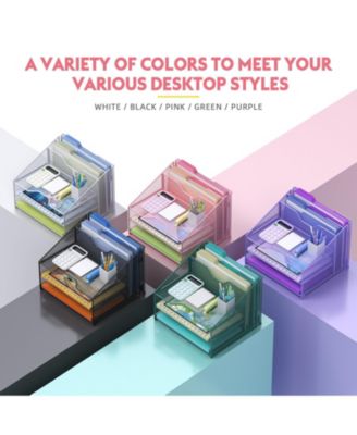 Mesh Desk File Organizer 3 Trays 2 Upright Sections