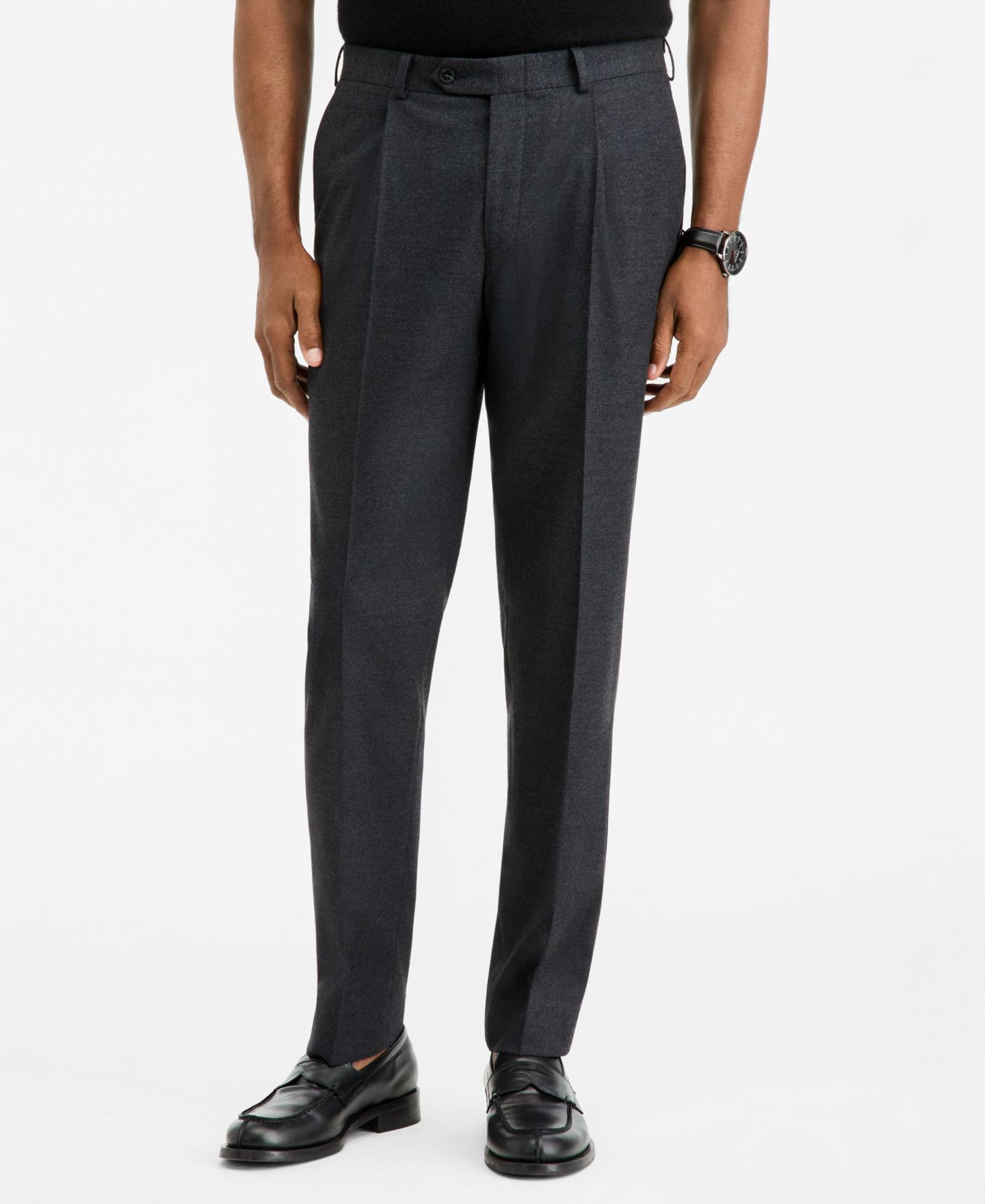 Мужские брюки Michael Kors Classic-Fit Flannel Solid, цвет: Угольный — фото 3