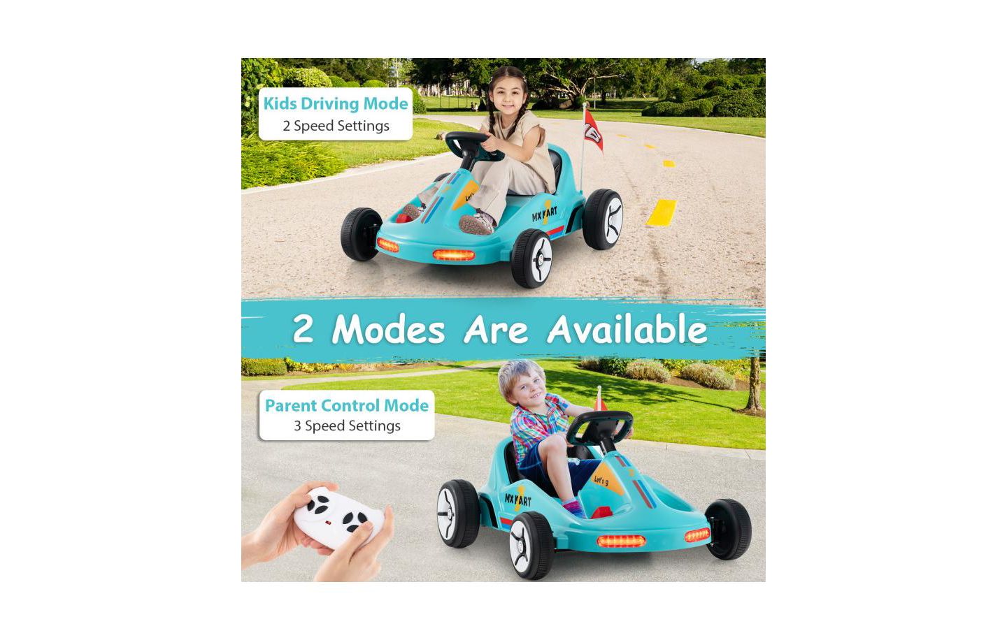 Детская игрушка HONGGE 12V Electric Go Kart with Remote Control, 33"L x 27.5"W x 18"H, 1-Seat Ride-On Toy, Ages 3+, цвет: Синий — фото 9