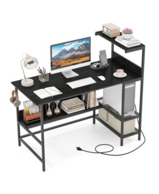 Computer Desk 48 Inch with Power Ports and Storage Organizer