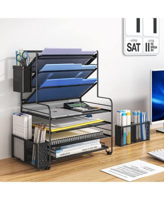 7 Tier Desk File Organizer Letter Tray Pen Holder Hanging Basket
