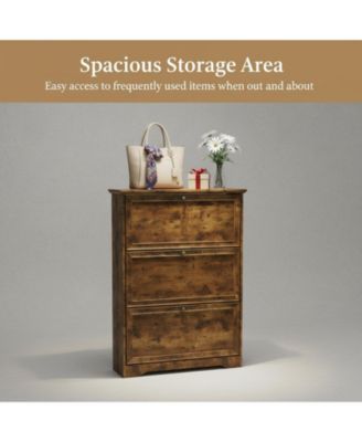 Rustic Farmhouse Narrow Shoe Cabinet Entryway Hallway Large Capacity Slim Storage Rack