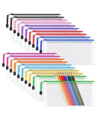 20pcs Mesh Zipper Pouch A6 Clear Pencil Case Travel Storage Bag