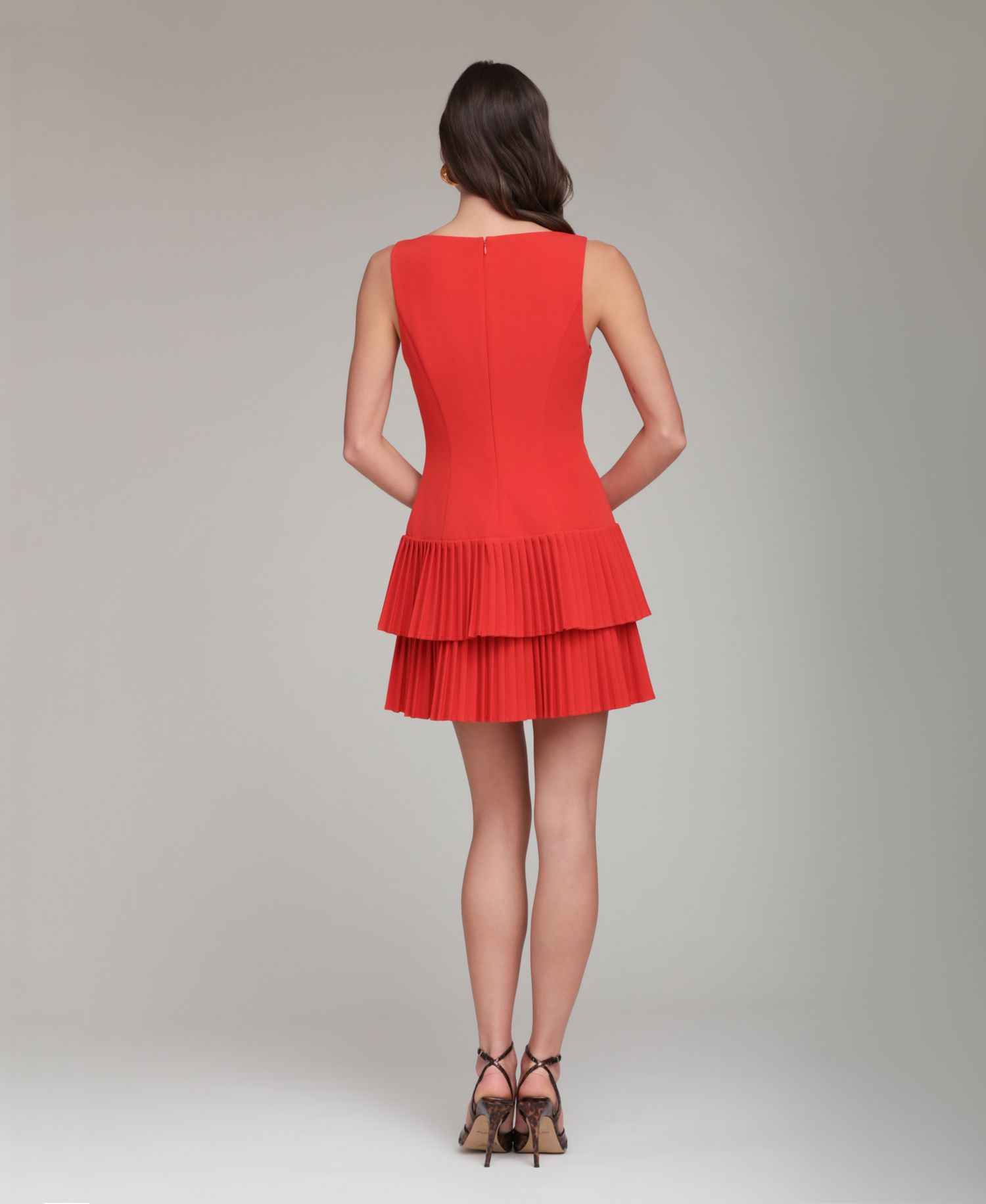 Women's Drop Waist Pleated Tier Mini Dress