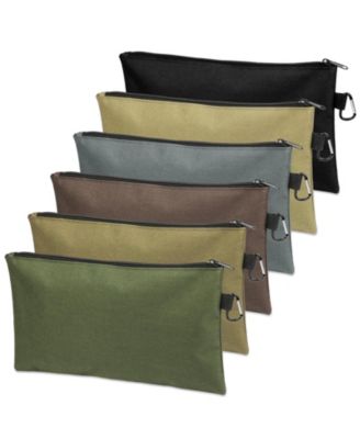 6 Pack Tool Bag Zipper Pouch Utility Multipurpose Storage Organizer Carabiner Metal