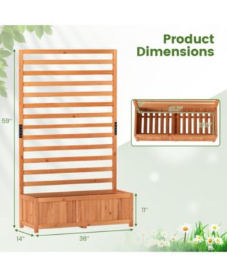 2 PCS Wooden Raised Garden Bed w/ Vertical Trellis Liner Drainage