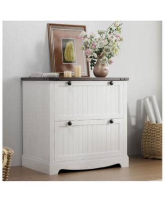Farmhouse Lateral File Cabinet with 2 Drawers and Hanging File Storage