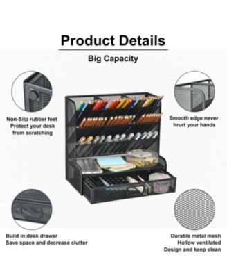 Mesh Pen Holder with Drawer Organizer